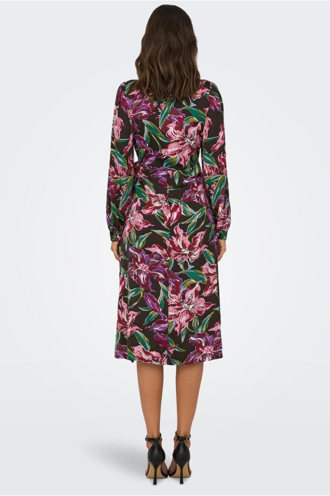 JDYMARNIA L/S WRAP DRESS WVN 15306182 Peat/MULTICOLOR