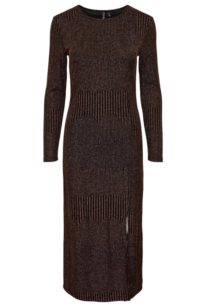 PCMARY LS NEW MIDI DRESS 17145775 BLACK/WOODSMOKE