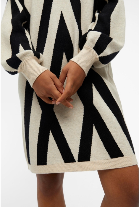 Object objray l/s knit rollneck dress aop