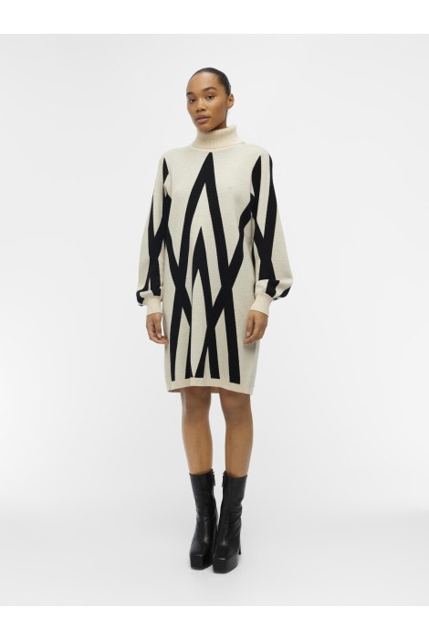 Object objray l/s knit rollneck dress aop