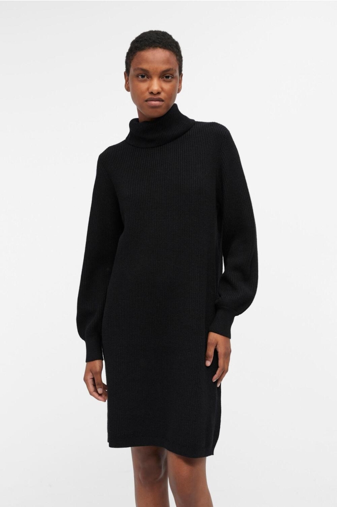 OBJMALENA L/S ROLLNECK DRESS NOOS 23039235 BLACK