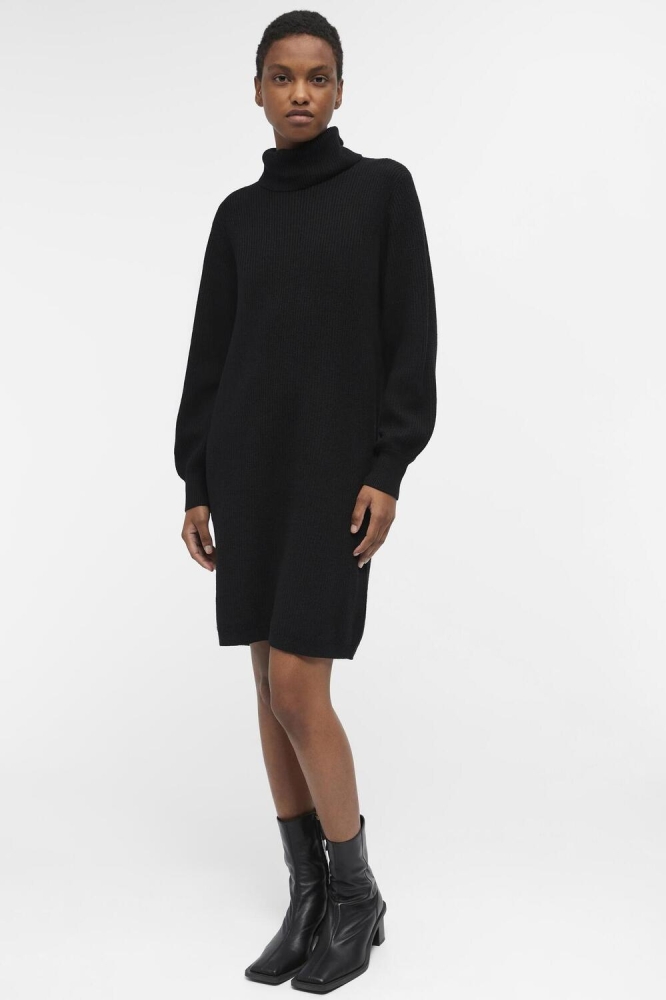 OBJMALENA L/S ROLLNECK DRESS NOOS 23039235 BLACK