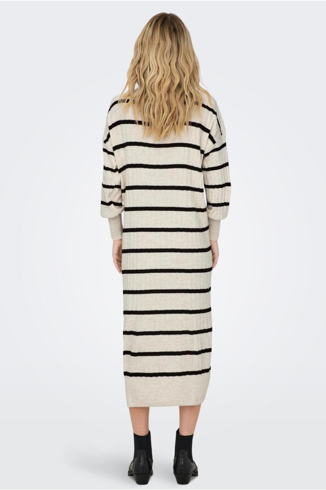 ONLNEW TESSA L/S MIDI V DRESS KNT N 15236372 PUMICE STONE/BLACK