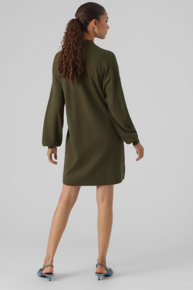 VMNANCY LS FUNNELNECK DRESS NOOS 10249116 RIFLE GREEN