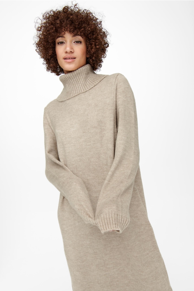 ONLBRANDIE L/S ROLL NECK DRESS KNT 15214595 PUMICE STONE