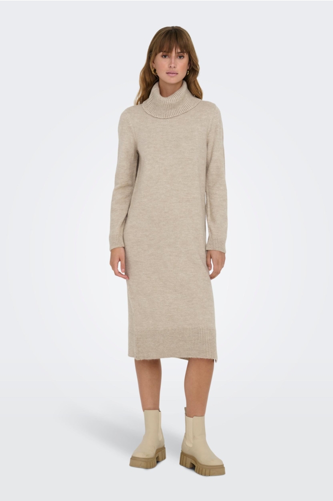 ONLBRANDIE L/S ROLL NECK DRESS KNT 15214595 PUMICE STONE