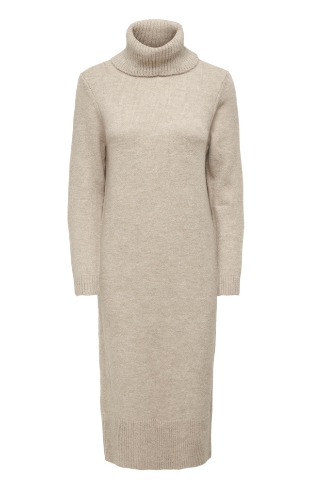 ONLBRANDIE L/S ROLL NECK DRESS KNT 15214595 PUMICE STONE