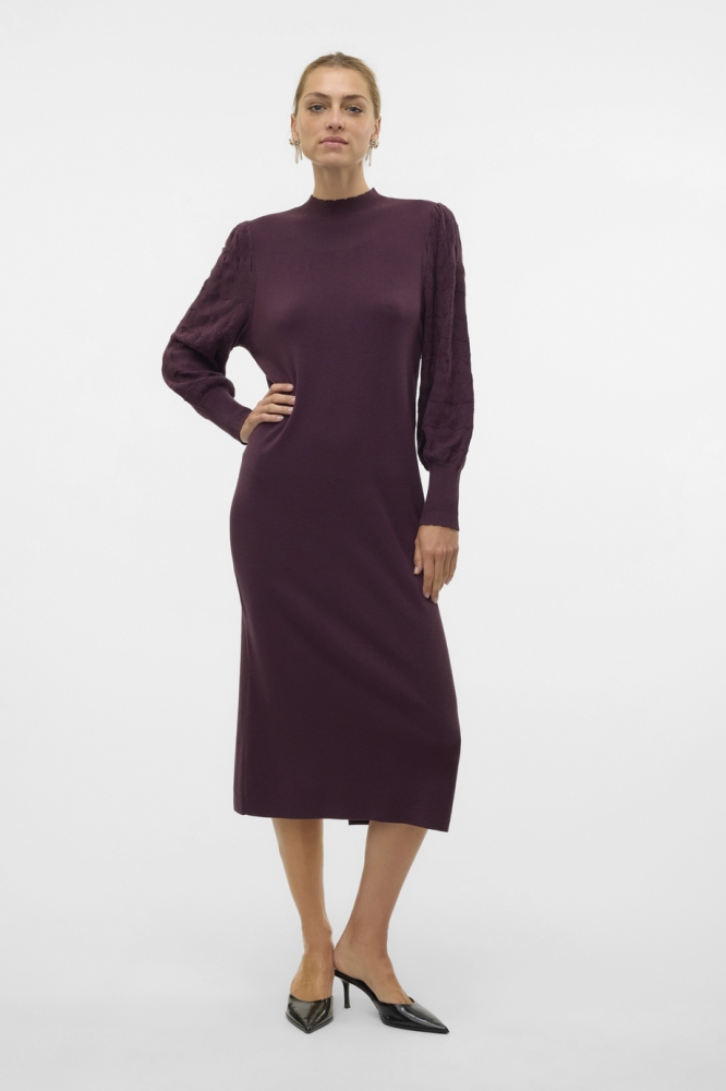 VMLIMONE LS HIGHNECK CALF DRESS GA 10310808 Plum Perfect