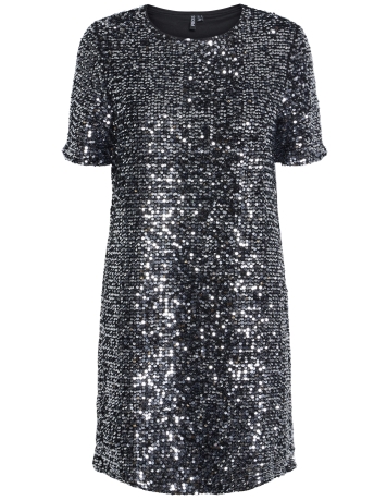 Pieces Jurk PCSERENA SEQUIN SS O-NECK DRESS MM 17150887 Black/Silver sequ