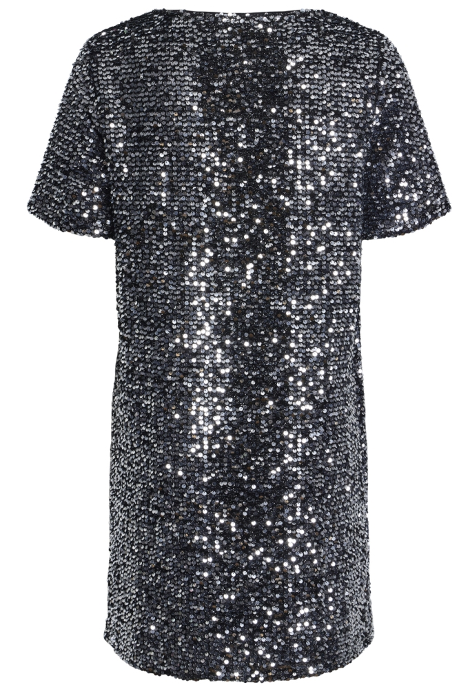 PCSERENA SEQUIN SS O-NECK DRESS MM 17150887 Black/Silver sequ