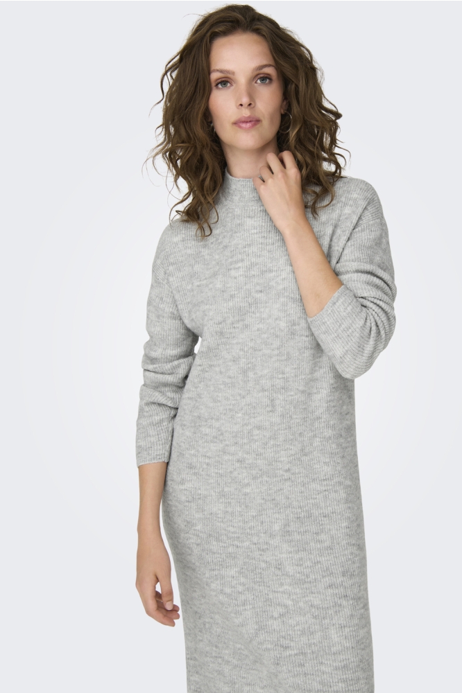 JDYLUMI LIFE L/S HIGH NECK DRESS KN 15328362 Light Grey Melange