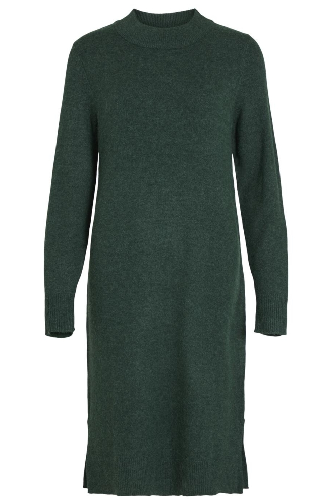 VIRIL CREW NECK L/S MIDI DRESS - NO 14061427 PINENEEDLE/DARK MELANGE