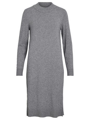 Vila Jurk VIRIL CREW NECK L/S MIDI DRESS - NO 14061427 MEDIUM GREY MELANGE