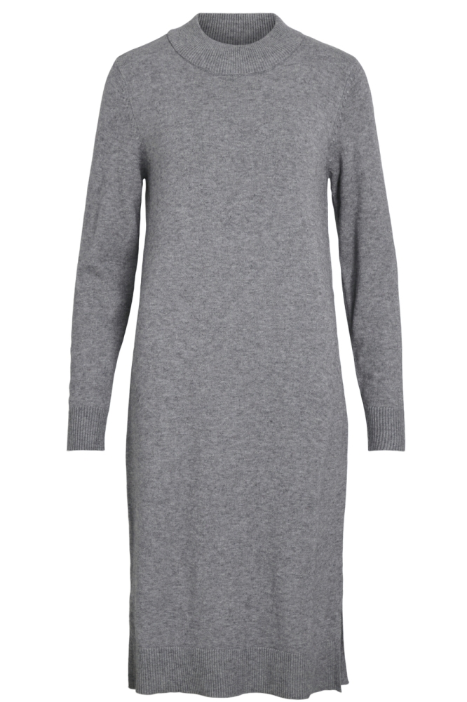 VIRIL CREW NECK L/S MIDI DRESS - NO 14061427 MEDIUM GREY MELANGE