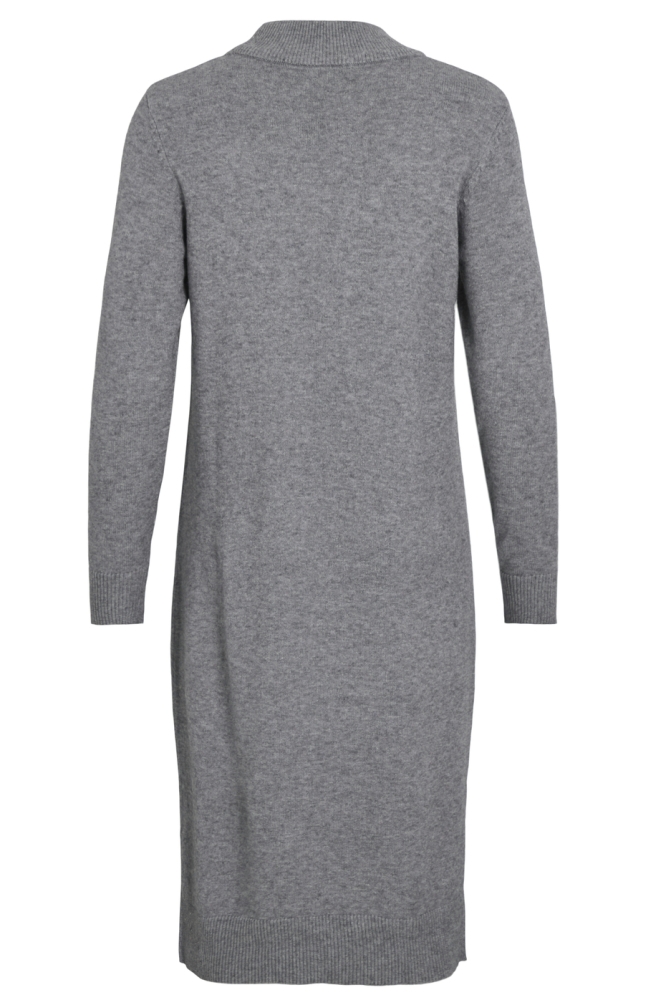 VIRIL CREW NECK L/S MIDI DRESS - NO 14061427 MEDIUM GREY MELANGE