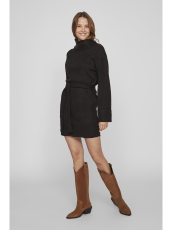 Vila Jurk VIROLFIE L/S TIE BELT KNIT DRESS - 14061999 Black