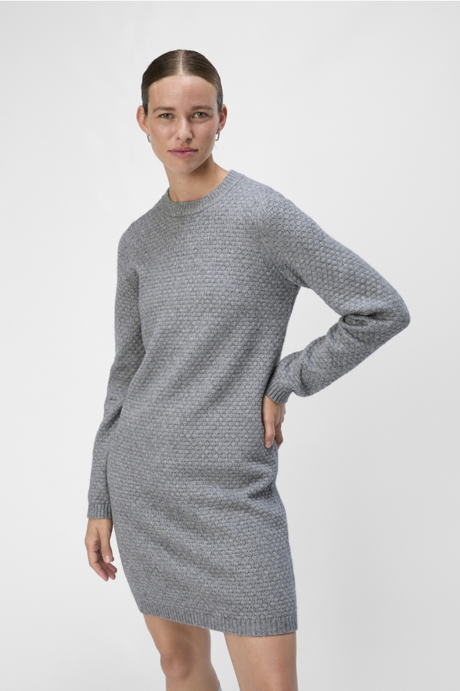 OBJFENYA RE L/S KNIT SHORT DRESS DI 23044633 Medium Grey Melange