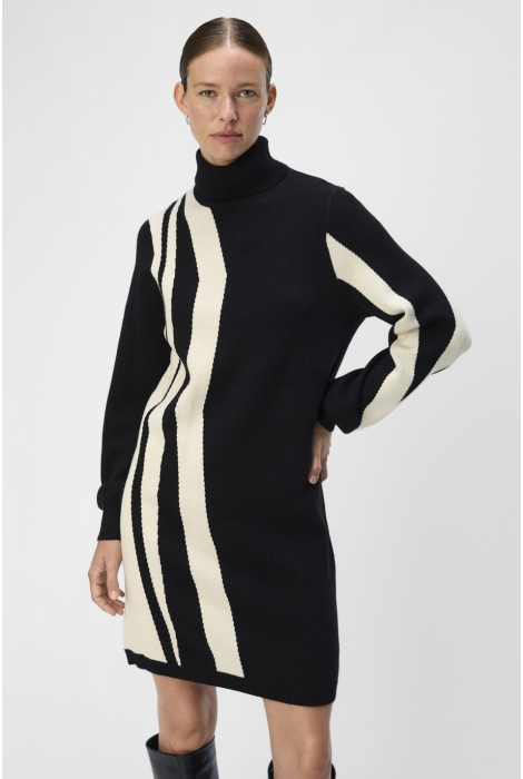 Object objray l/s knit rollneck dress aop