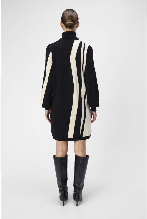 Object objray l/s knit rollneck dress aop