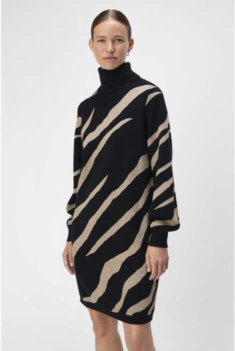 Object objray l/s knit rollneck dress aop