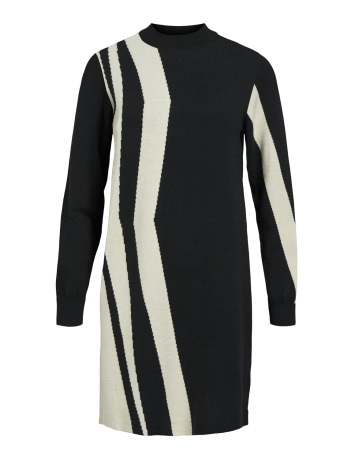 Object Jurk OBJRAY L/S KNIT DRESS AOP NOOS 23040957 Black/Sandshell