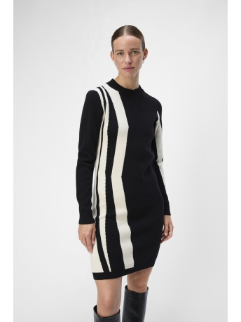 Object Jurk OBJRAY L/S KNIT DRESS AOP NOOS 23040957 Black/Sandshell