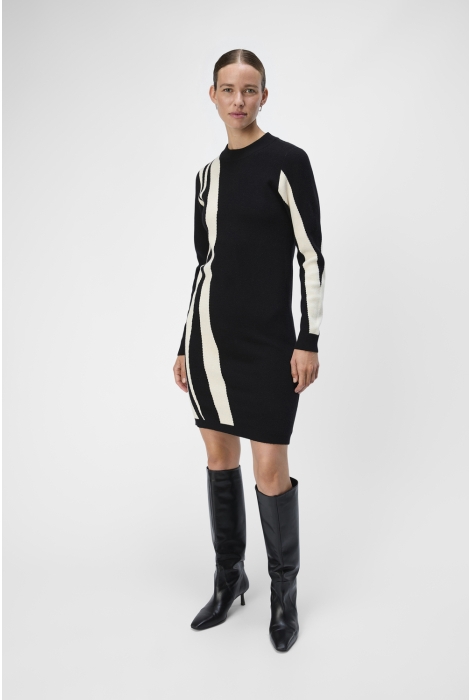 Object objray l/s knit dress aop noos