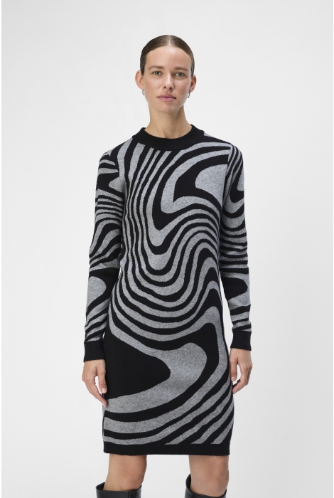 Object objray l/s knit dress aop noos