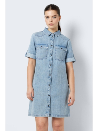 Noisy may Jurk NMNEW SIGNE S/S DENIM DRESS WG003LB 27030041 Light Blue Denim