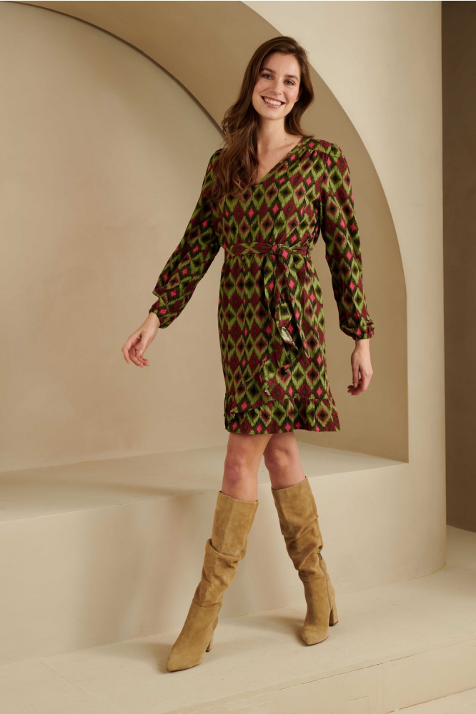 DRESS RAYNE PH22 314 green pink aztec