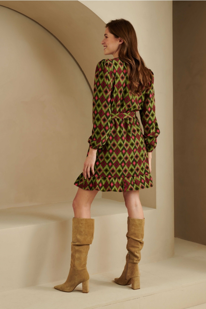 DRESS RAYNE PH22 314 green pink aztec