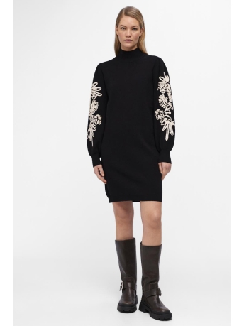 Object Jurk OBJJOANA L/S KNIT DRESS REP 23040086 Black/Sandshell