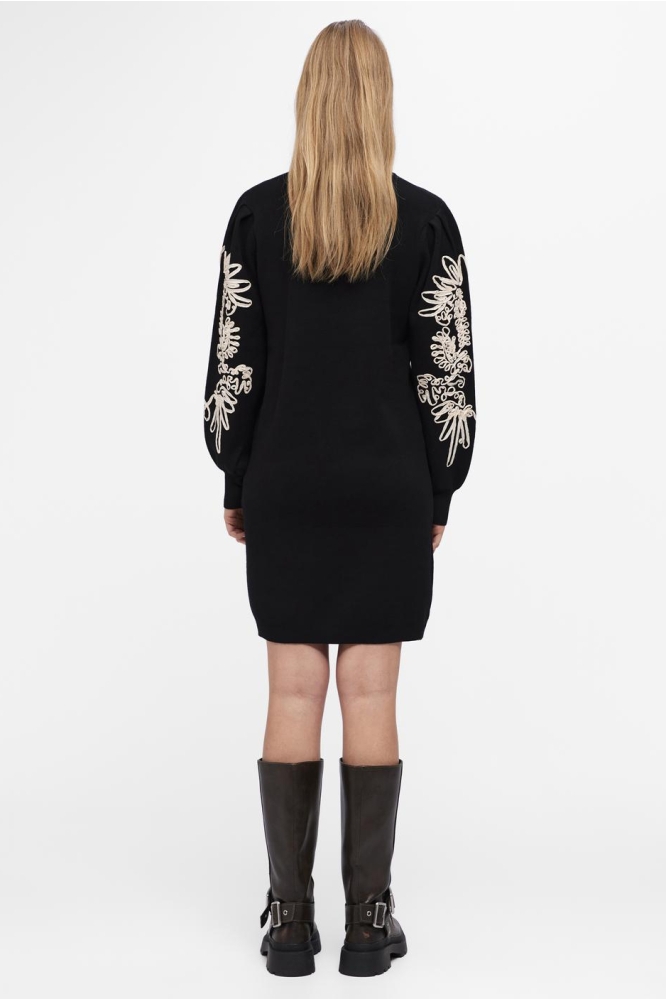 OBJJOANA L/S KNIT DRESS REP 23040086 Black/Sandshell