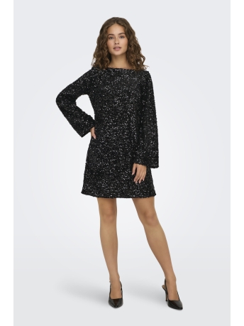 Jacqueline de Yong Jurk JDYSARA L/S BOW SEQUINS DRESS JRS 15337656 Black/BLACK BOW