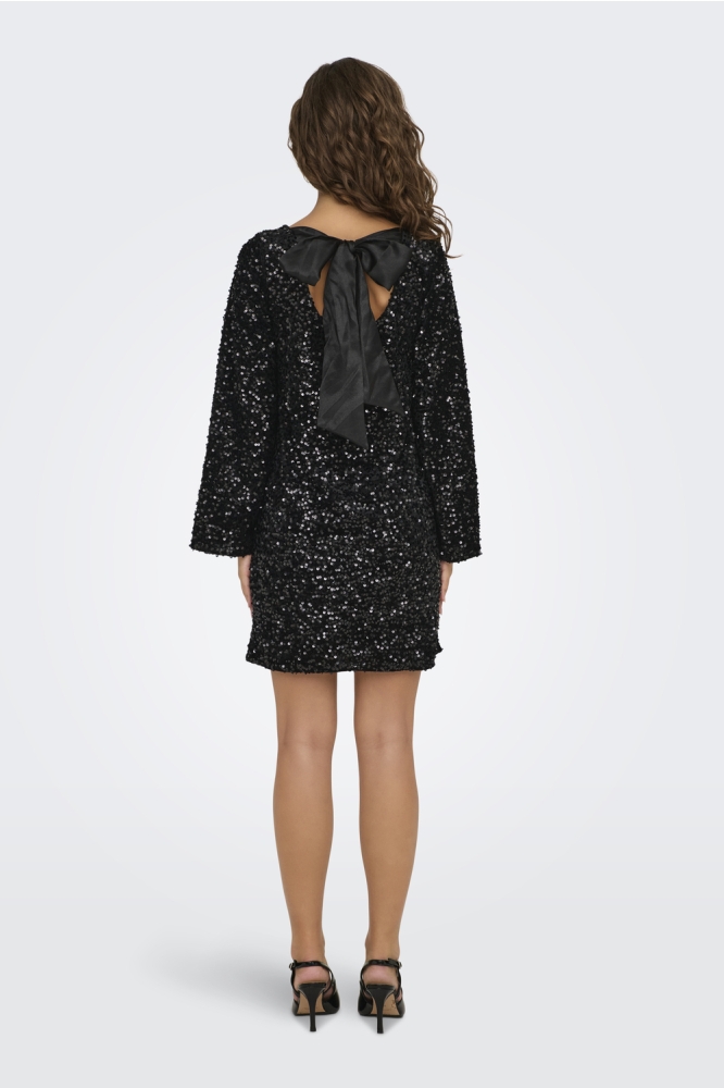 JDYSARA L/S BOW SEQUINS DRESS JRS 15337656 Black/BLACK BOW