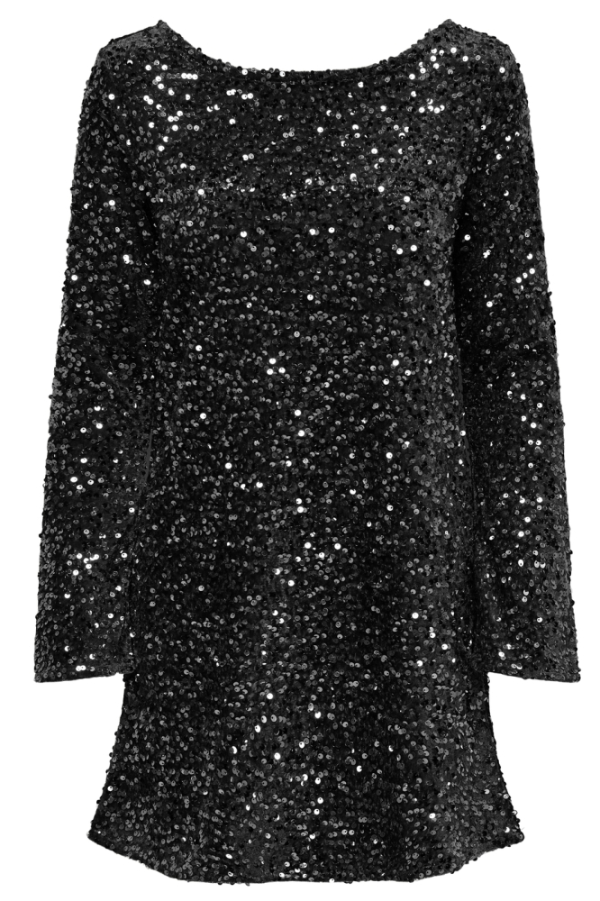 JDYSARA L/S BOW SEQUINS DRESS JRS 15337656 Black/BLACK BOW