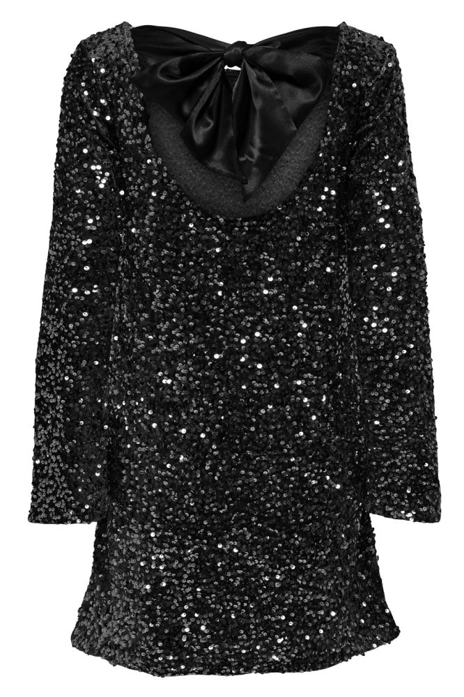 JDYSARA L/S BOW SEQUINS DRESS JRS 15337656 Black/BLACK BOW