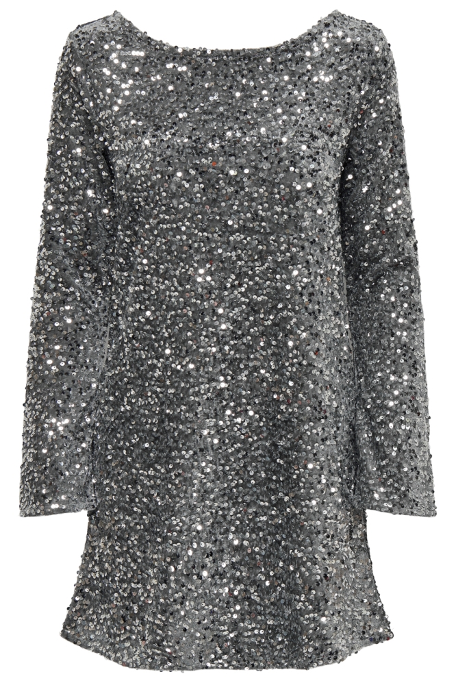 JDYSARA L/S BOW SEQUINS DRESS JRS 15337656 Silver/BLACK BOW