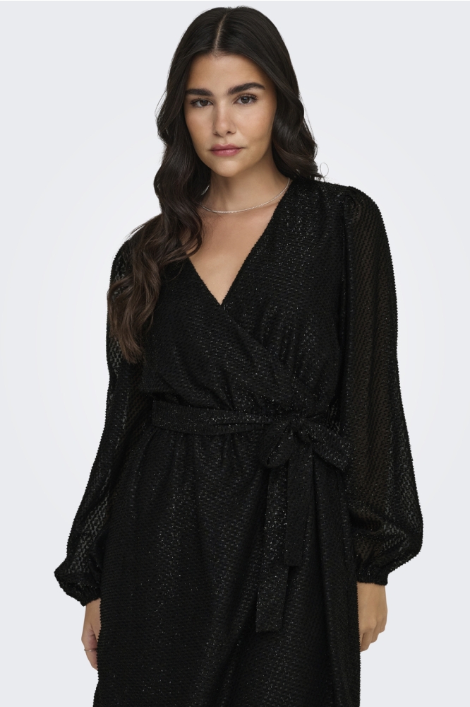 JDYROXY L/S V-NECK WRAP DRESS WVN 15335628 BLACK