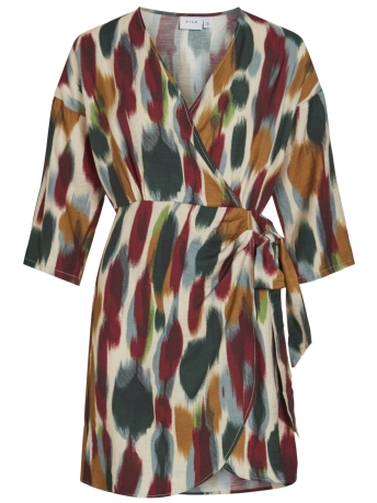 Vila Jurk VIRANO ART 3/4 WRAP DRESS/C29 14100634 Angora/MULTI