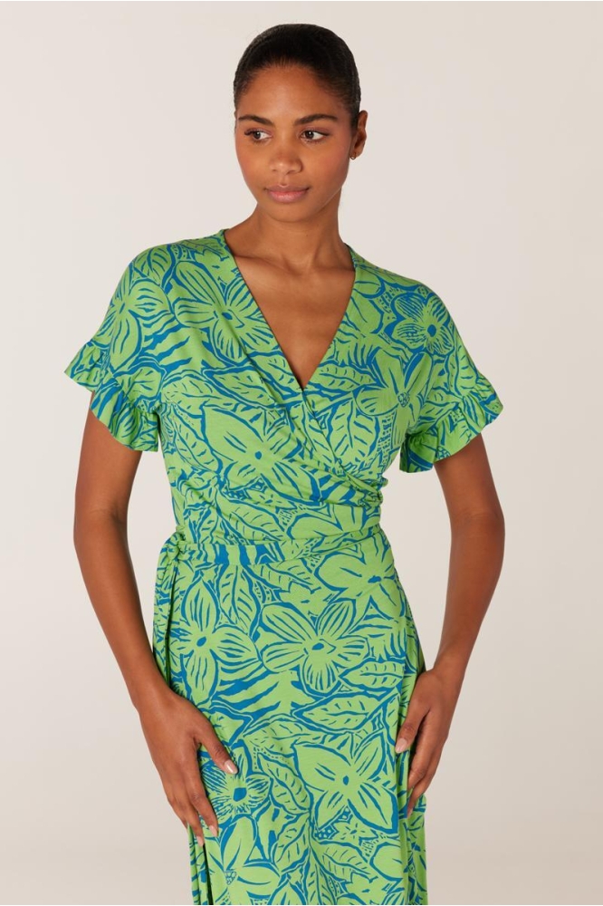 FEYA HS24 VGF526 J P LONG WRAP DRESS 000264 GREEN BLUE