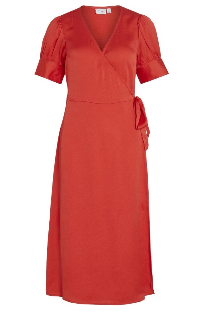 VINARIA S/S WRAP MIDI DRESS/DC/SU 14083215 POPPY RED