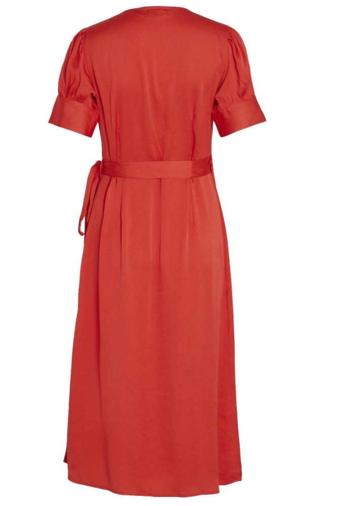 VINARIA S/S WRAP MIDI DRESS/DC/SU 14083215 POPPY RED