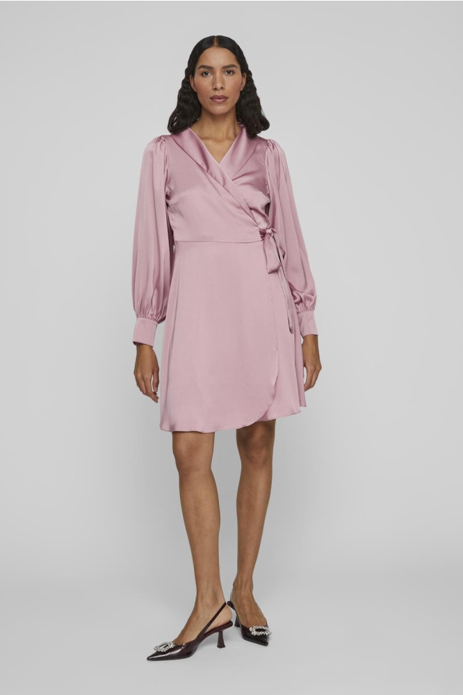 VIENNA RAVENNA L/S SHORT WRAP DRESS 14084510 Foxglove