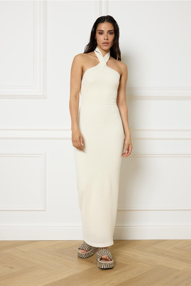 RIVA KNITTED LONG DRESS R2406390570 001 WHITE