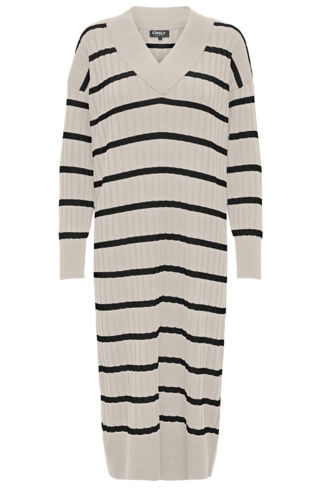 ONLNEW TESSA L/S MIDI V DRESS KNT N 15236372 Pumice Stone/W. BLACK S