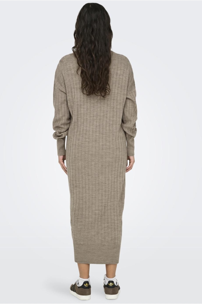 ONLNEW TESSA L/S MIDI V DRESS KNT N 15236372 BEIGE/W MELANGE