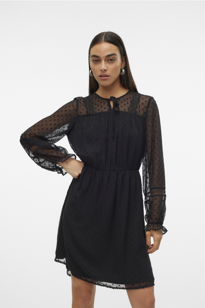 VMLEAH LS SHORT LACE DRESS WVN GA 10314693 Black