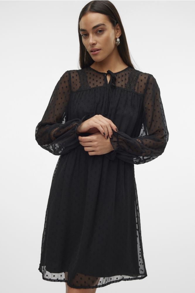 VMLEAH LS SHORT LACE DRESS WVN GA 10314693 Black