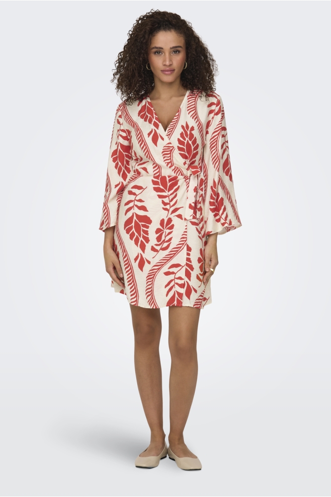 JDYPEPPER 7/8 WRAP DRESS WVN DIA 15344095 Papyrus/SKI PATROL FLOWER